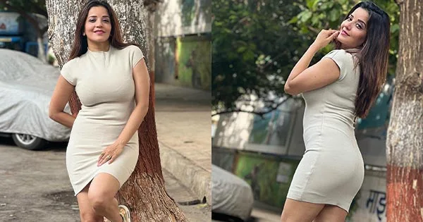 Monalisa wows fans with her fine curves in this simple tight fit short dress – see now.