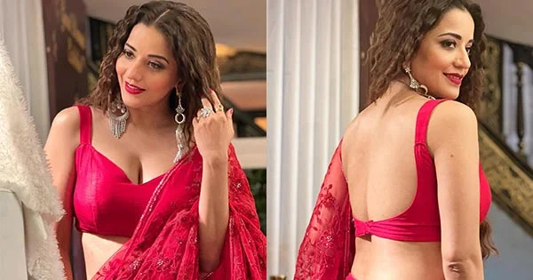 Monalisa shows her red hot avatar in backless saree – see latest photos.