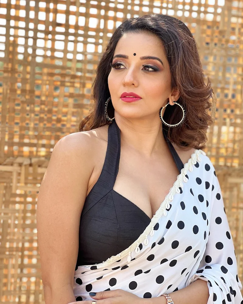 monalisa white saree cleavage curvy tv actress