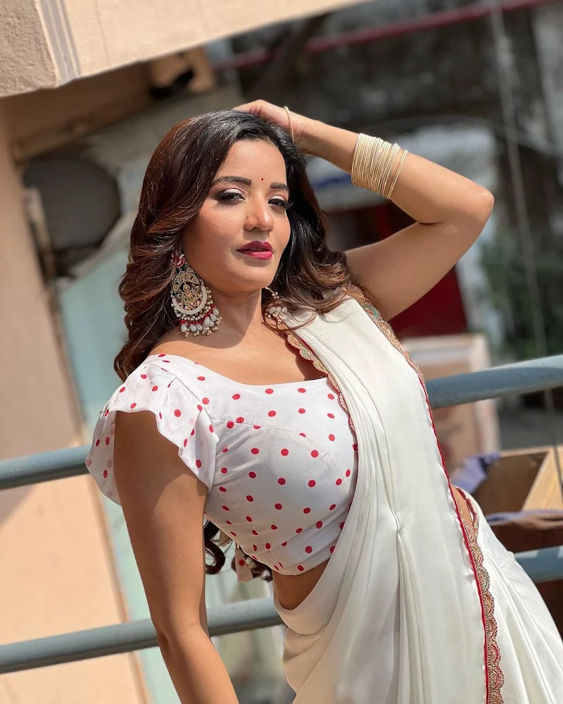 monalisa white saree curvy hot actress