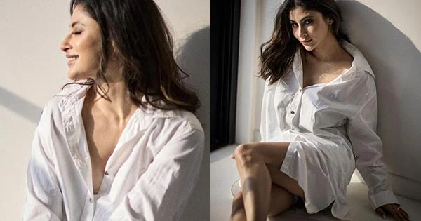 Mouni Roy in white shirt without pants oozes oomph – flaunted her sexy legs.