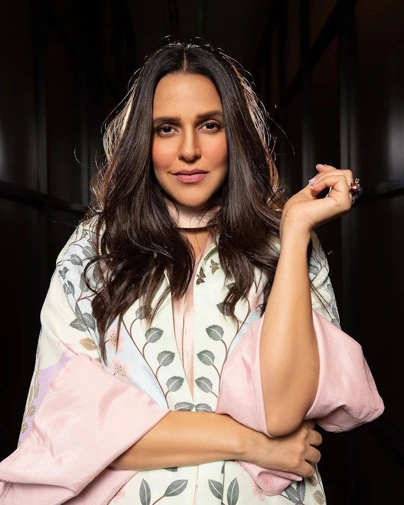 Neha Dhupia sexy legs high slit dress