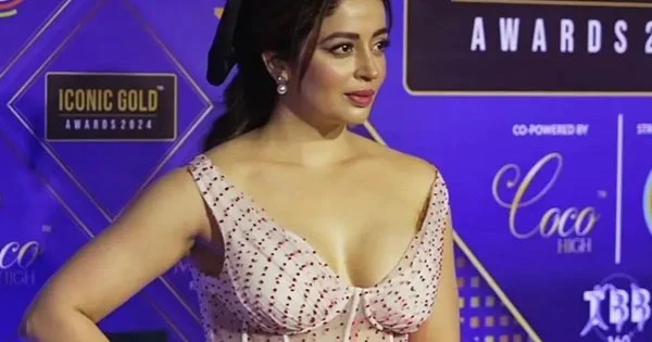 May I Come In Madam actress, Nehha Pendse, put on a busty display in this stylish dress at Iconic Gold Awards 2024.