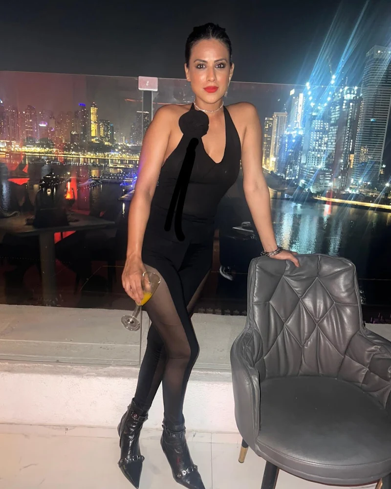 nia sharma black see through outfit