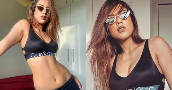 Nia Sharma flaunts her sexy midriff in a sports bra paired with track pants – see now.