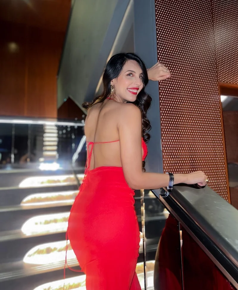 nibedita paal red dress backless sideboob