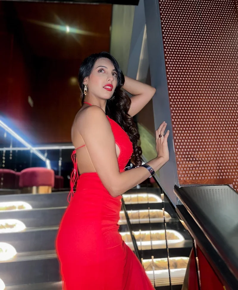 nibedita paal red dress sideboob