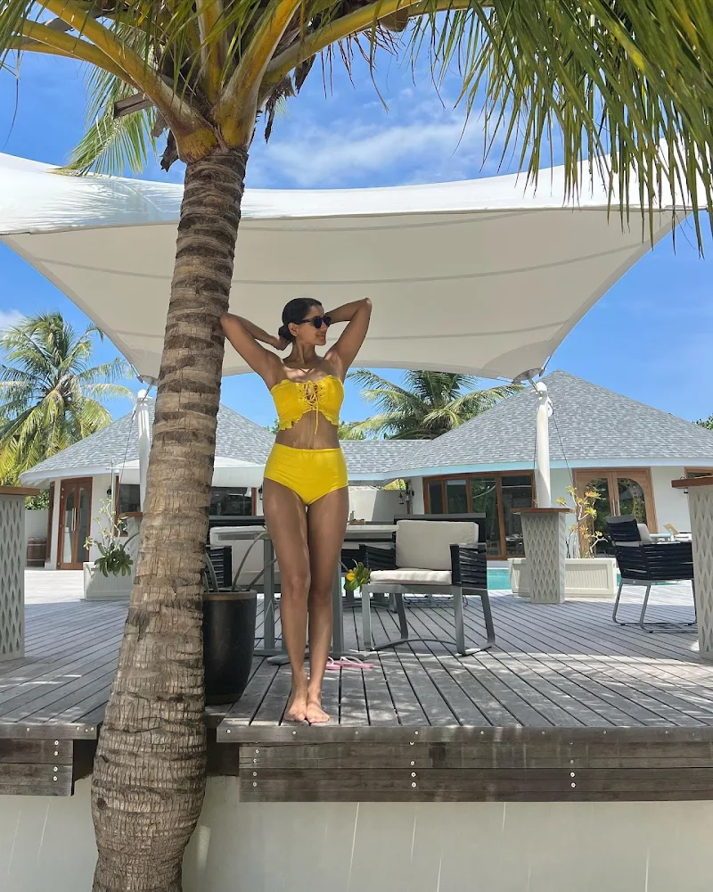 Nikita Dutta yellow bikini sexy body