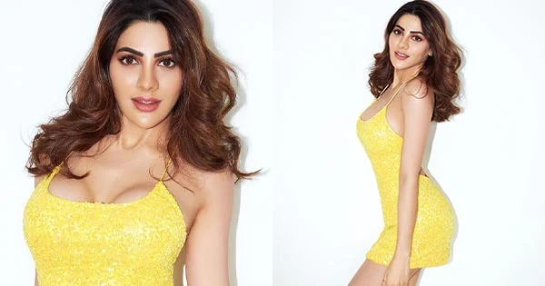 Nikki Tamboli in short yellow dress flaunts her fine curves and looks too hot to handle – see now.