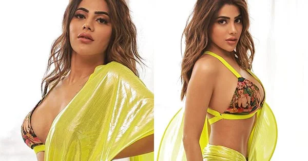 Nikki Tamboli’s bold avatar in modern saree with tiny blouse is too hot to handle – see photos.