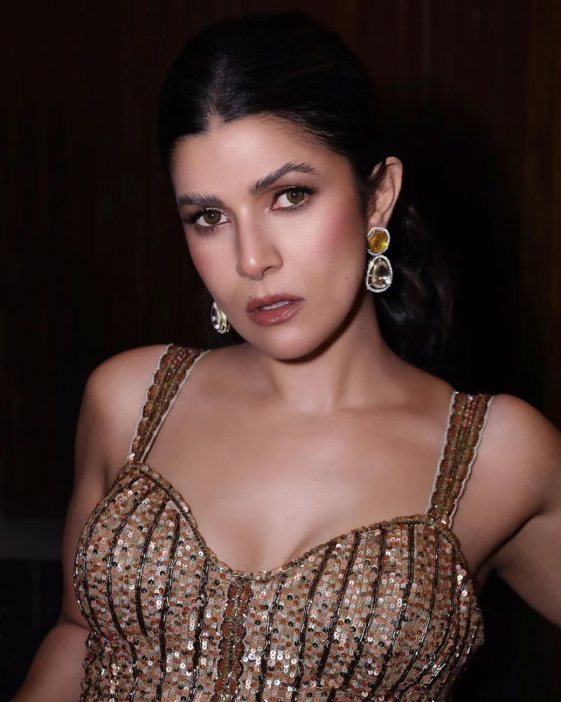 Nimrat Kaur cleavage shimmery dress hot actress