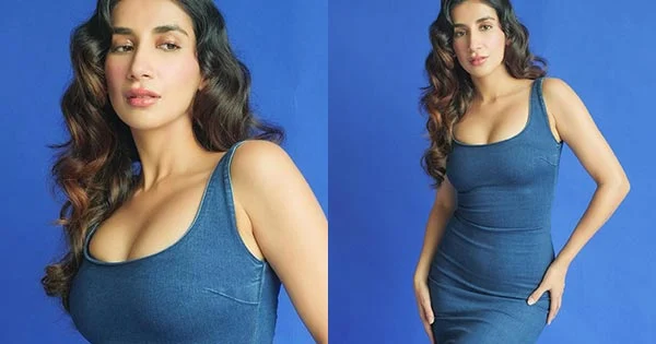 Parul Gulati in bodycon blue dress flaunting ample cleavage made fans go crazy – see now.