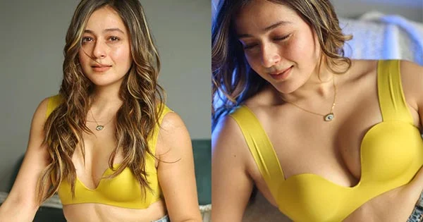 Priyal Gor turns the heat up in this cleavage baring skimpy yellow top paired with denim shorts.