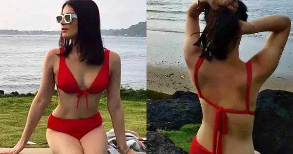 Kuttey actress, Radhika Madan, in red bikini flaunts her fine sexy body – see now.