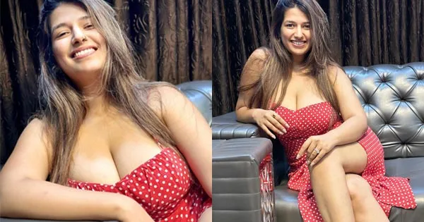 Rasha Kirmani put on a busty display in simple red dress and turns the heat up – see now.