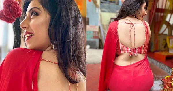 Reema Worah in a red saree with backless blouse turns the heat up – see photos.