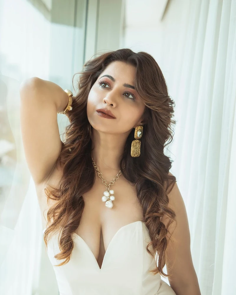 Ridhiema Tiwari cleavage white off shoulder dress