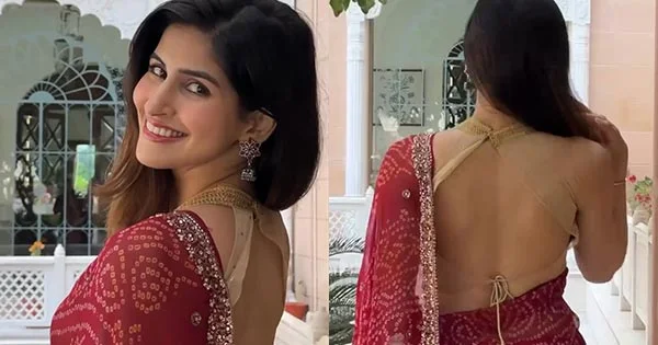 sakshi malik backless saree hot indian influencer