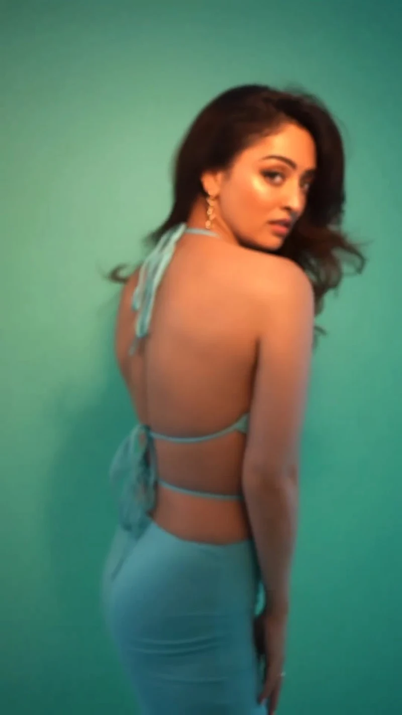 Sandeepa Dhar backless tiny top high slit skirt sexy body