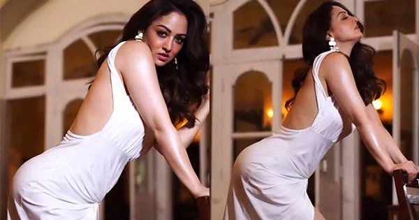 Sandeepa Dhar is too hot to handle in this white backless high slit dress – watch video.