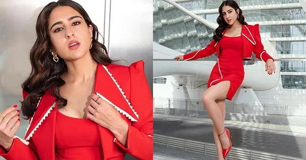 Sara Ali Khan’s red hot avatar makes fans crazy – see her flaunt her sexy legs.