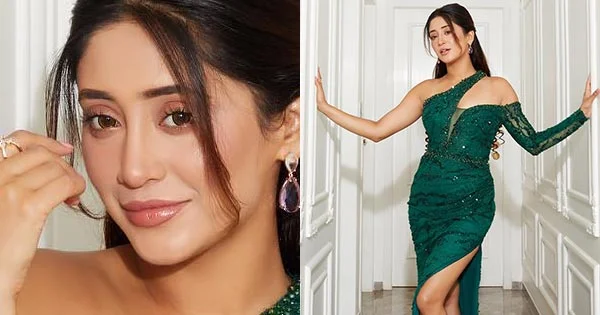 Shivangi Joshi in stylish thigh high slit green dress looks breathtaking – see pics.