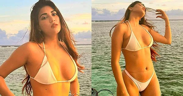 Shivani Singh in white string bikini flaunts her fine sexy body – see pics.