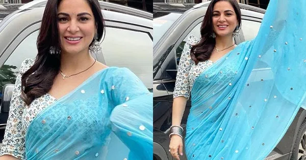 Shraddha Arya in blue saree looks simply stunning – see latest hot photos.