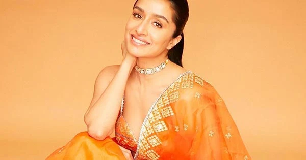 Shraddha Kapoor looks breathtaking in this orange color ethnic outfit for Diwali.