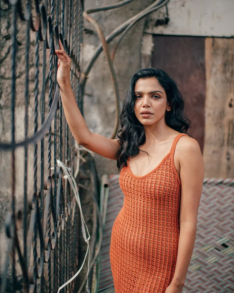 shriya pilgaonkar cleavage orange dress