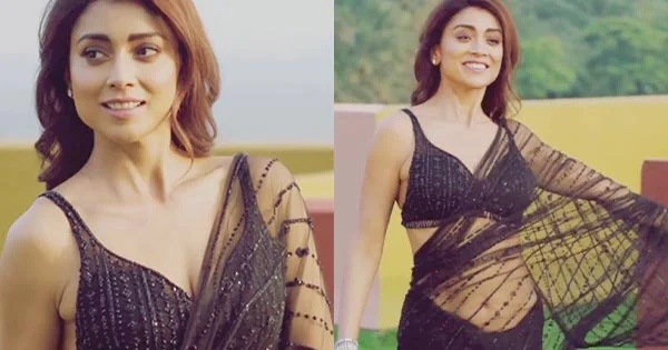 Shriya Saran in sheer black saree flaunts her fine toned figure – see now.