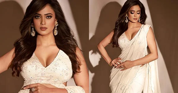 Shweta Tiwari in white saree with cleavage baring blouse looks sizzling hot – see all HD hot photos.