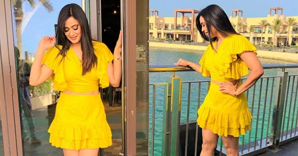 Shweta Tiwari yellow short dress