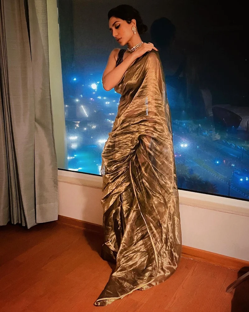 Sobhita Dhulipala saree backless blouse