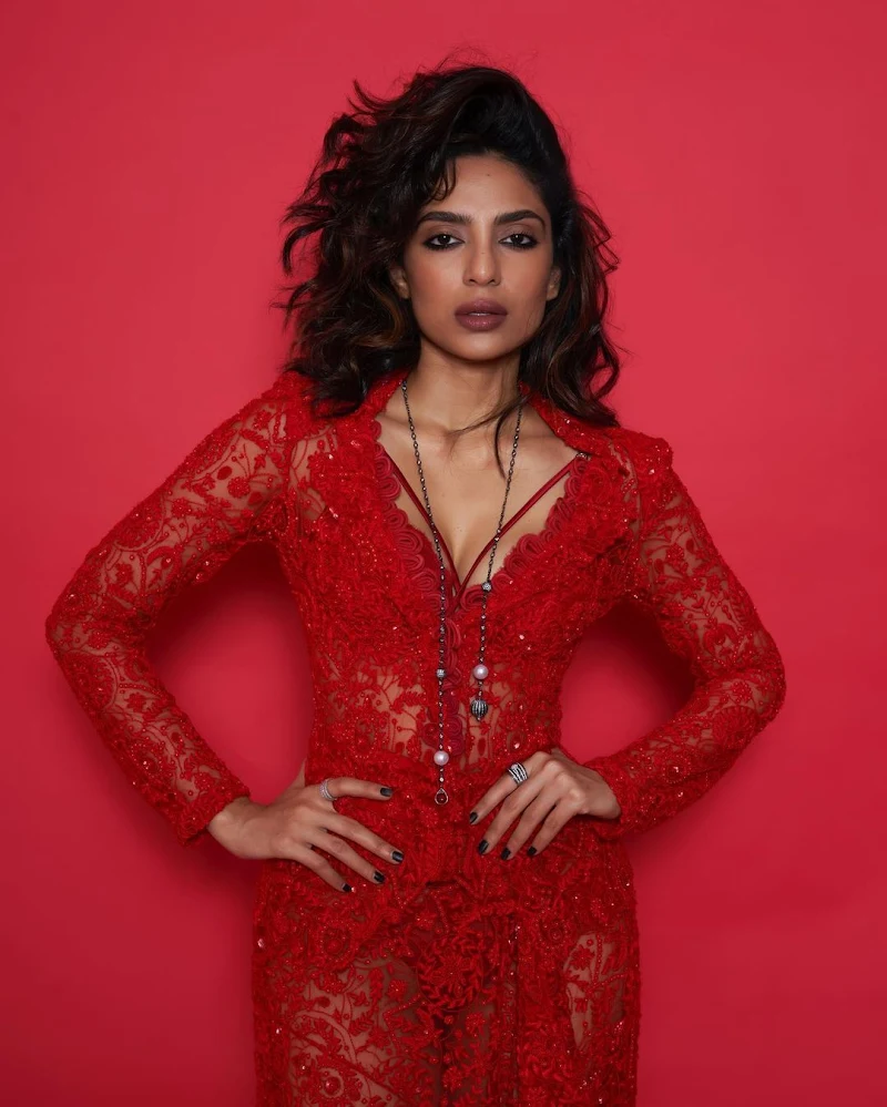 sobhita dhulipala sheer red dress ps 1 actress