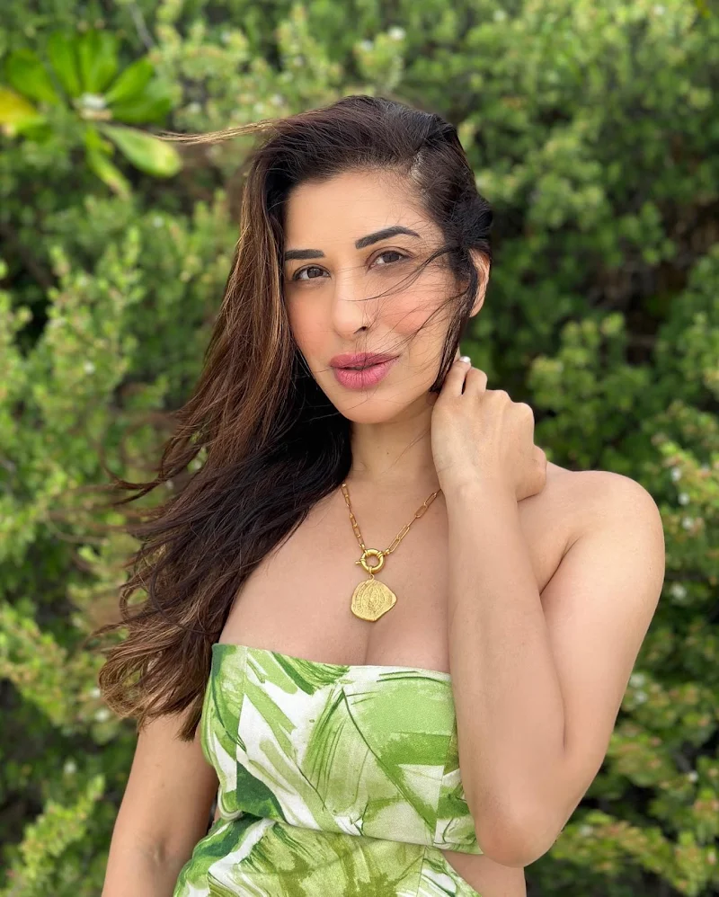 Sophie Choudry cleavage off shoulder dress