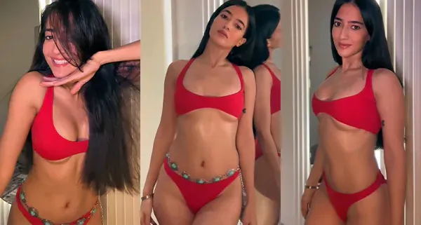 soundous moufakir red bikini sexy body