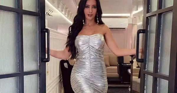 soundous moufakir silver dress sexy body