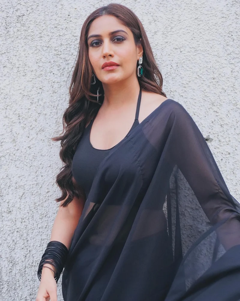 surbhi chandna sheer black saree hot tv actress