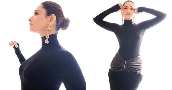 tamannaah black tight outfit curvy body