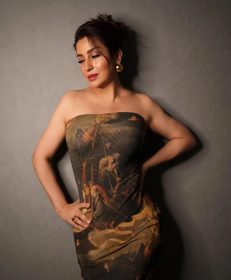 Tisca Chopra hot off shoulder dress curvy body