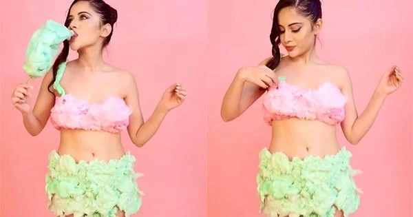 Urfi Javed covers herself with cotton candy – see her another risky outfit.