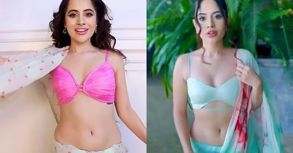 Urfi Javed in a simple low waist saree with skimpy bralette – see video.