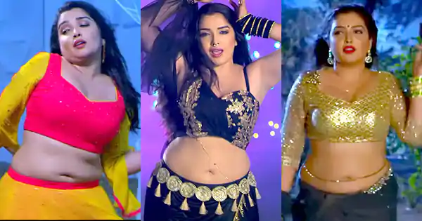 Amrapali Dubey navel show hot pics – curvy Indian Bhojpuri actress.