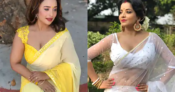 6 Bhojpuri actresses in sheer sarees looking stunning hot.