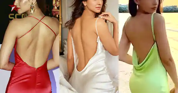 9 Bollywood actresses sexy back show in satin backless dresses.