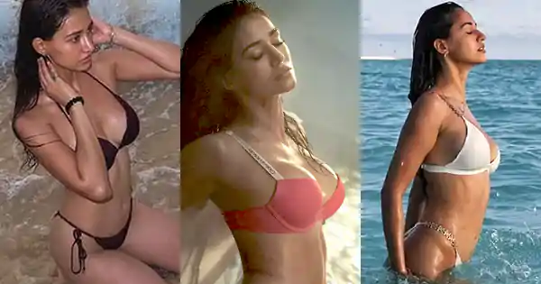 12 hot pics of Disha Patani in wet bikini or swimsuit.