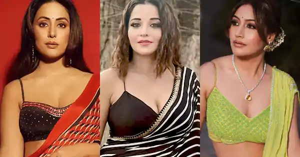 9 Indian TV actresses in spaghetti strap blouses adding style to their saree.