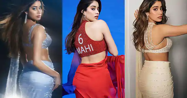 11 hot Janhvi Kapoor back pose pics in sarees.