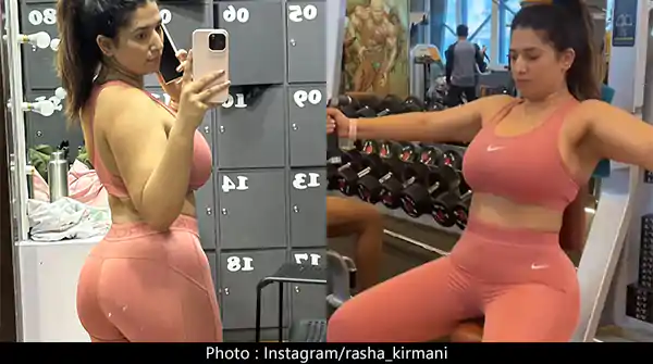 rasha kirmani gym outfit curvy sexy body booty selfie